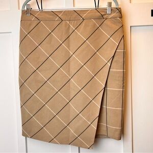 Katherine Barclay Skirt Women 12 Pencil Straight Faux Wrap Plaid Academia Luxury